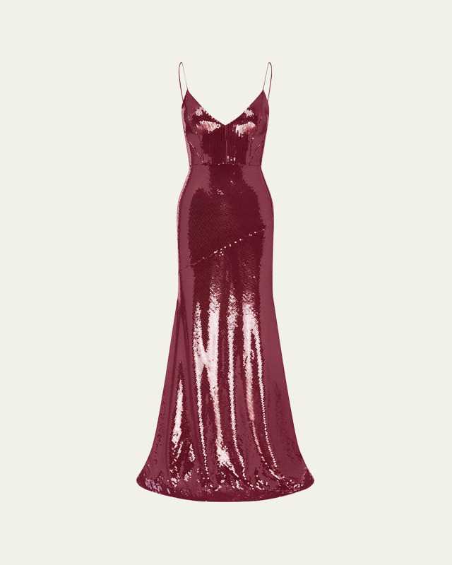 Sequined Paneled Bikini Gown